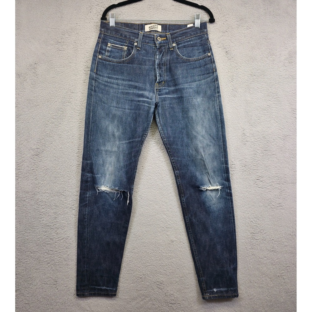 Naked and Famous Easy Guy Jeans Mens‎ 29 Tapered Left Hand Twill Slubby Salvaged